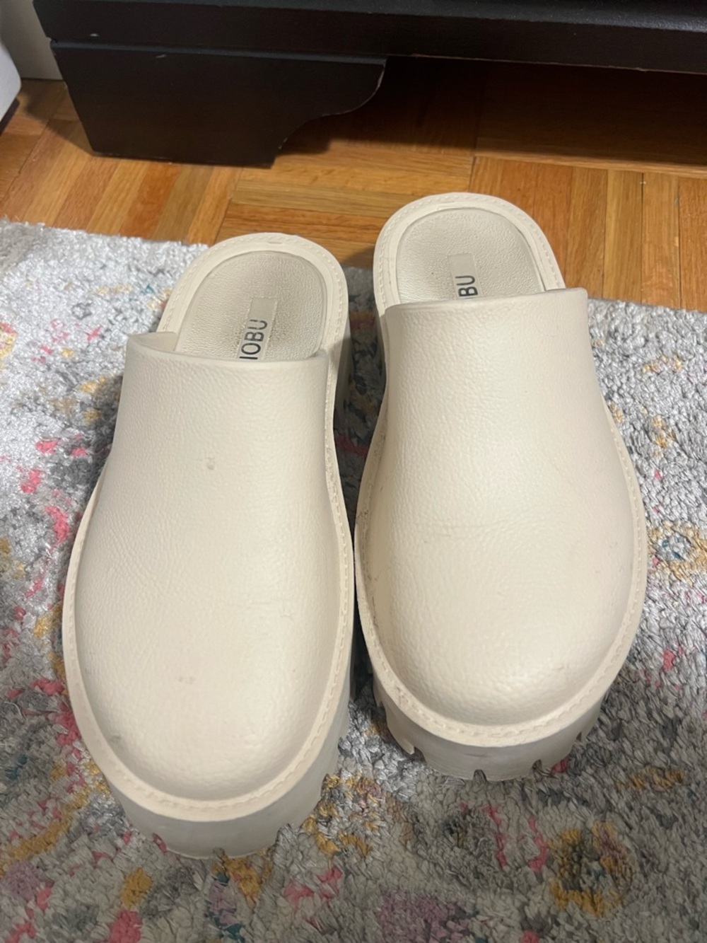 White Leather Platform Clogs - Women's Slip-On Comfort